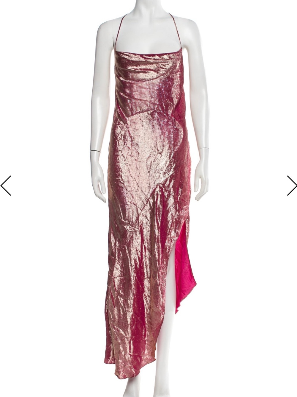 Haney Slip Satin Midi Dress in Shimmering Pink